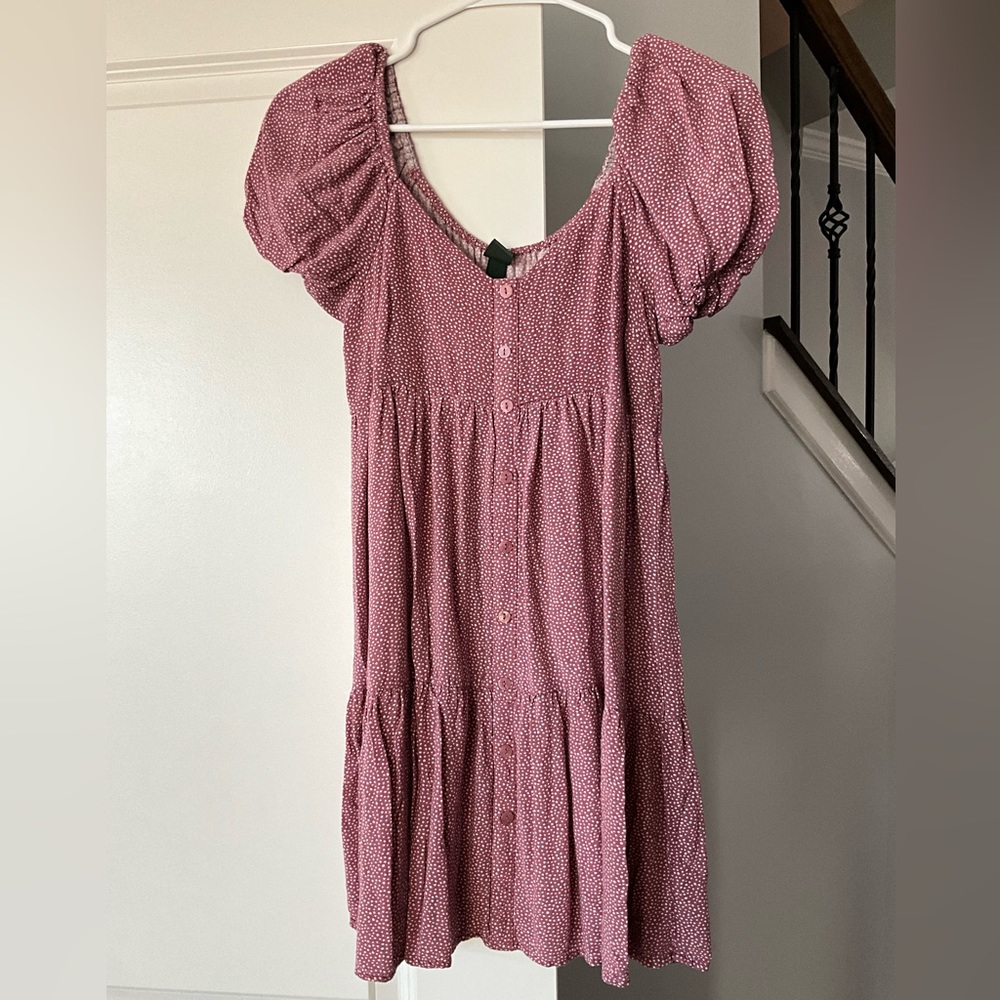 PINK & WHITE POLKA DOT PRINT CASUAL MINI DRESS